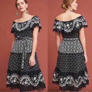 Anthropologie | Marisol Off-the-Shoulder Dress | Black & White